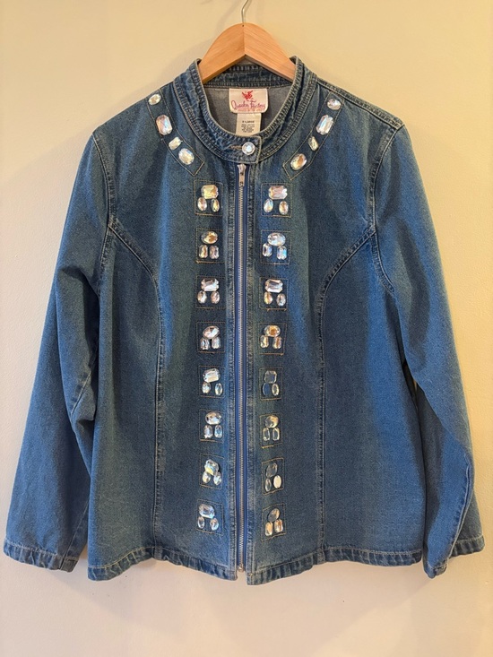 Quacker Factory Jackets & Blazers - Quacker Factory jean Jacket with rhinestone jewel Embellishments, Sz XL.